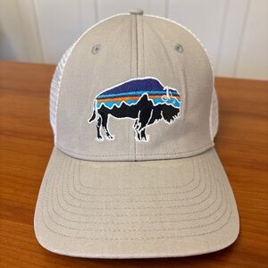 Patagonia Gray and White Trucker Hat